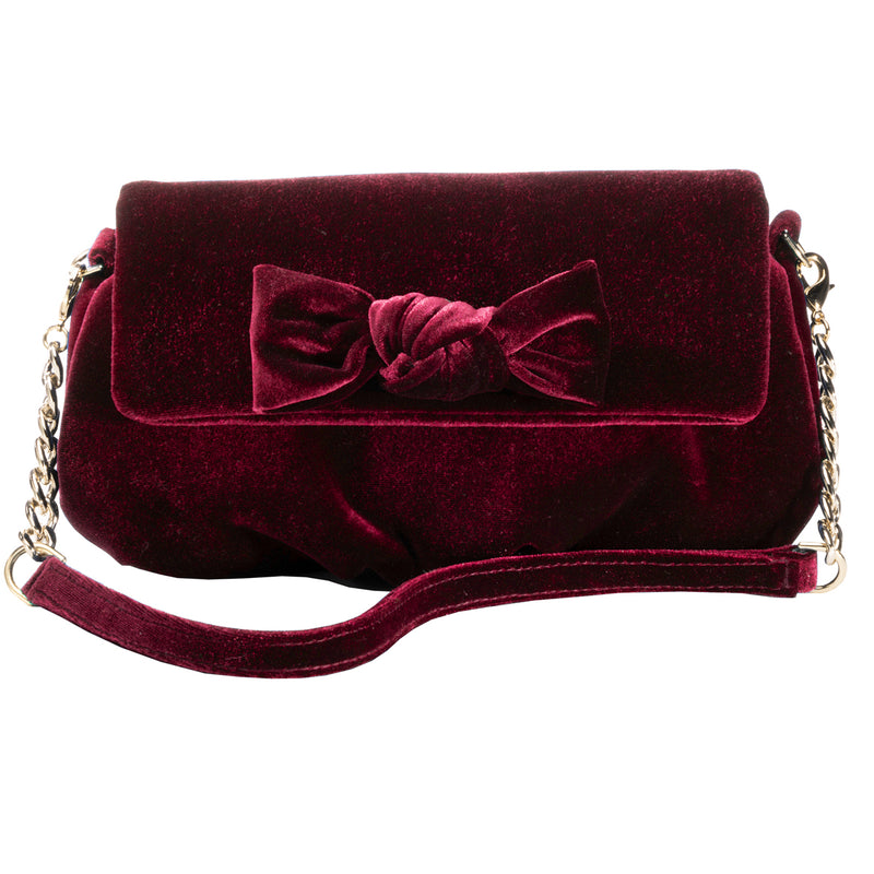 Riley Bow Velvet Clutch